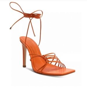 Schutz orange strap heels